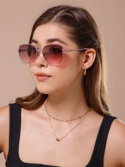 IDOR - Women Pink Square Sunglasses with Uv Protected Lens (2764-Pnk-C7)