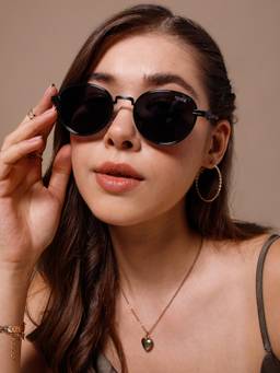 IDOR - Unisex Brown Round Sunglasses with Uv Protected Lens (2770-Gld-Brn)