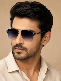 IDOR - Men Black Square Sunglasses with Uv Protected Lens (2795-Blk)