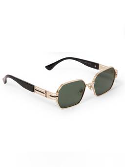 IDOR - Unisex Green-Gold Rectangular Sunglasses with Uv Protected Lens (58561-Gd-Grn)