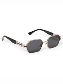 IDOR - Unisex Black-Silver Rectangular Sunglasses with Uv Protected Lens (58561-Slv-Blk)