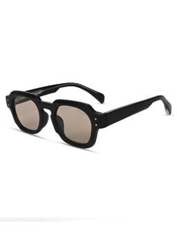 IDOR - Unisex Black-Brown Hexagonal Sunglasses with Uv Protected Lens (8847-C2)