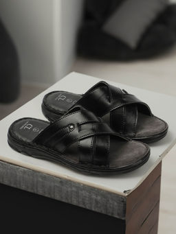 Carlton London - Mens Stylish Black Color Slip On Sandals