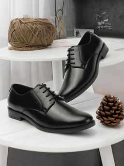 Carlton London - Mens Stylish Black Color Formal Lace-Ups Leather Oxfords