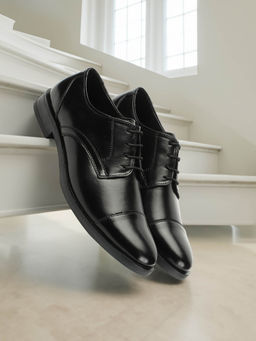 Carlton London - Mens Stylish Black Color Formal Lace-Ups Leather Oxfords