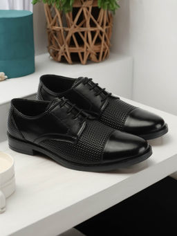 Carlton London - Mens Stylish Black Color Formal Lace-Ups Leather Brogues