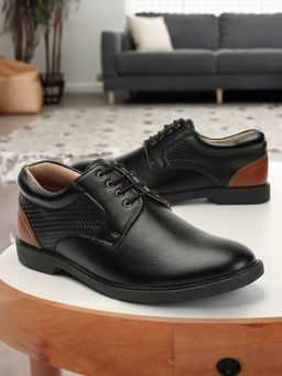 Carlton London - Mens Stylish Black Color Formal Lace-Ups Derbies