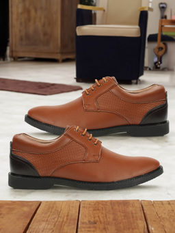 Carlton London - Mens Stylish Tan Color Formal Lace-Ups Derbies