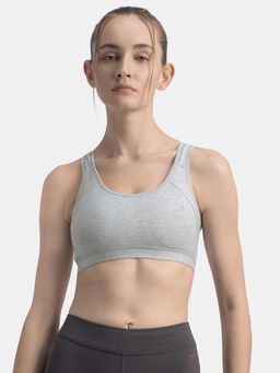 Jockey - 1380 Wirefree Padded Cotton Elastane Active Bra - Steel Grey Melange