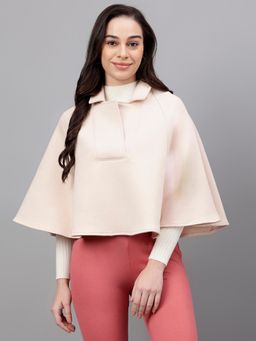 Xpose - Women Cream Solid Poncho Sweater