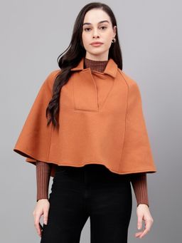 Xpose - Women Orange Solid Poncho Sweater