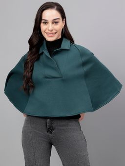 Xpose - Women Green Solid Poncho Sweater