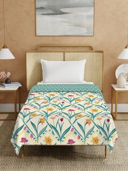Urban Space - Spring Turquoise Cotton Malmal Bed Ac Dohar (Single)