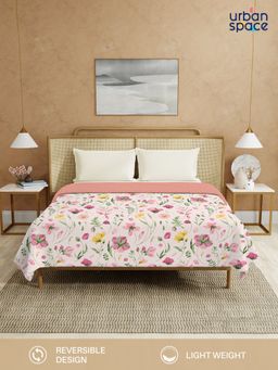 Urban Space - Meadows Pink Cotton Malmal Bed Ac Dohar (Double)