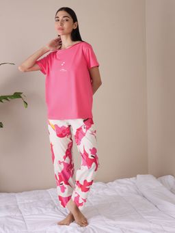 Sweet Dreams - Women Printed Pyjama with T-Shirt (Set of 2)