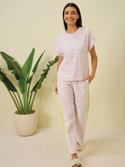 Sweet Dreams - Women Polka Dot Pyjama with T-Shirt (Set of 2)