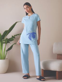 Sweet Dreams - Women Solid Pyjama with Top (Set of 2)