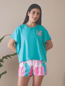 Sweet Dreams - Women Printed Shorts with T-Shirt (Set of 2)