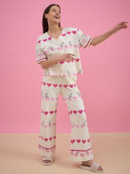 Sweet Dreams - Women Printed Pyjama with Top (Set of 2)