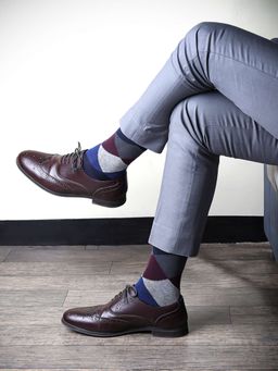 Footprints - Argyle Odour free Organic Cotton Men Formal Bamboo Socks - Pack of 1