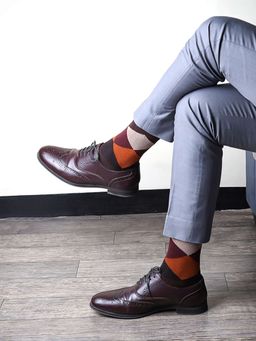 Footprints - Argyle Odour free Organic Cotton Men Formal Bamboo Socks - Pack of 1