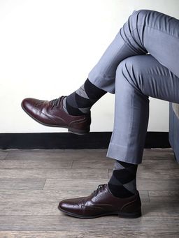 Footprints - Argyle Odour free Organic Cotton Men Formal Bamboo Socks - Pack of 1