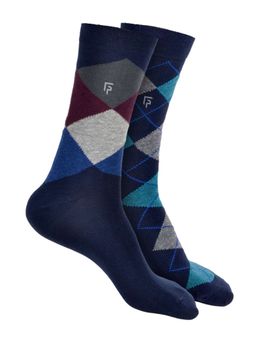 Footprints - Argyle Odour free Organic Cotton Men Formal Bamboo Socks (Pack of 2)