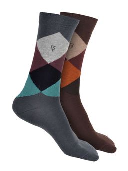 Footprints - Argyle Odour free Organic Cotton Men Formal Bamboo Socks (Pack of 2)
