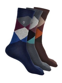 Footprints - Argyle Odour free Organic Cotton Men Formal Bamboo Socks (Pack of 3)