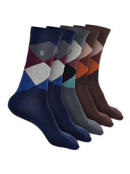 Footprints - Argyle Odour free Organic Cotton Men Formal Bamboo Socks (Pack of 5)