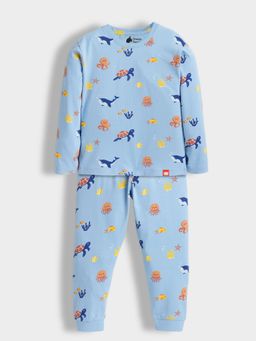 Orange Sugar - Unisex Blue Aqua Printed Co-Ord Set