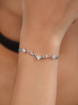 Zavya - Eternal Heart Rhodium Plated 925 Sterling Silver Bracelet
