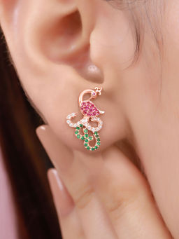 Zavya - Radiant Peacock Rose Gold Plated 925 Sterling Silver Earrings