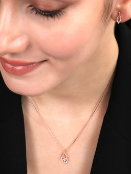 Zavya - Leaf Whisper Rose Gold Plated 925 Sterling Silver Jewelry (Set of 2)