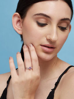 Zavya - Rhodium Plated 925 Sterling Silver Solitaire Gemstone Ring