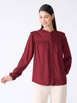 SALT Attire - Womens Ruffled Neckline Top