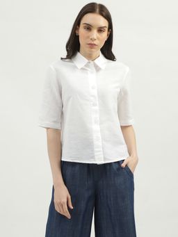 United Colors of Benetton - Women's Regular Fit Spread Collar Solid Shirt