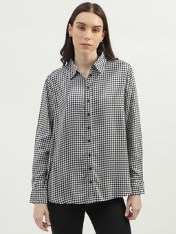 United Colors of Benetton - Women's Regular Fit Spread Collar Houndstooth Shirt