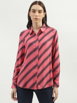 United Colors of Benetton - Women's Regular Fit Spread Collar Striped Shirt