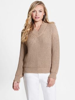 Guess - Women Brown V-Neck Sweater