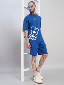 Griffel - Men's Blue Graphic Relaxed Fit Co-Ord Set