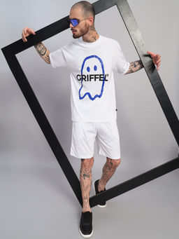 Griffel - Men's White Ghost Graphic Oversized Co-Ord Set