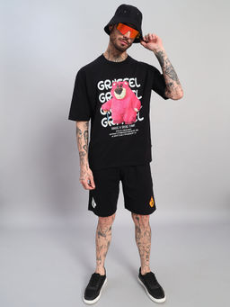 Griffel - Black Duo with Pop-Art Lotso Bear Print Oversized Co-Ord Set