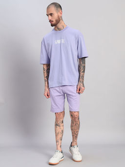 Griffel - Men's Printed Lavender Oversized Co-Ord Set