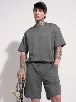 HIGHLANDER - Men Grey Oversized Co-Ord Set