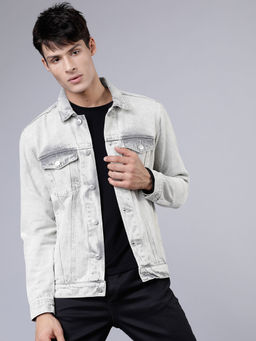 HIGHLANDER - Men Grey Washed Denim Jacket