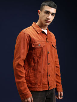 HIGHLANDER - Men Rust Washed Denim Jacket