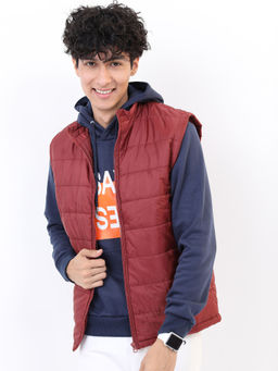 HIGHLANDER - Men Red Solid Padded Jacket