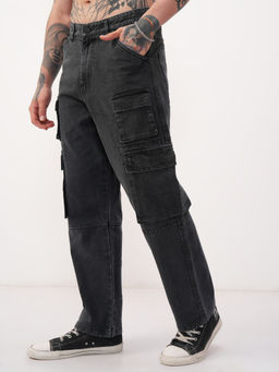 HIGHLANDER - Men Grey Loose Fit Cargo Jeans