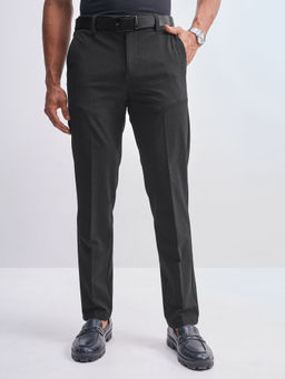 HIGHLANDER - Men Grey 4 Way Lycra Super Stretch Textured Trousers